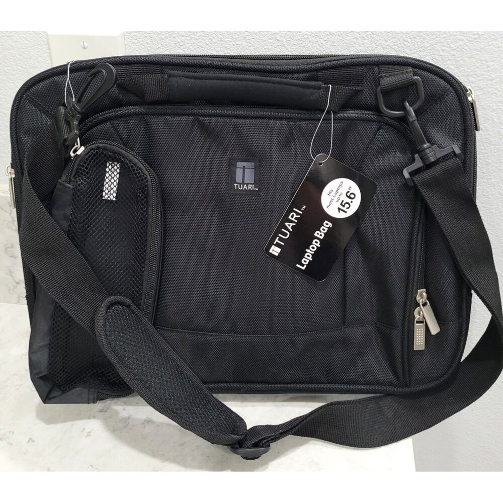 Tuari Black Laptop Bag 15.6" with Adjustable Strap & Multiple Compartments